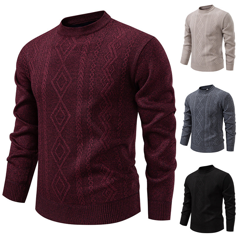 Casual Round Neck Pullover Warm Knitted Sweater For Men