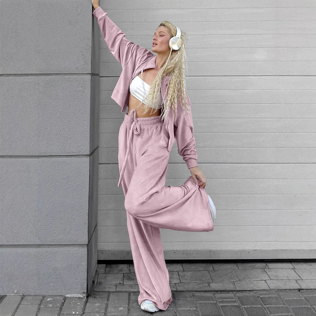 Velvet Gray Sweater Trousers Suit