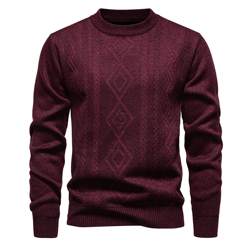 Casual Round Neck Pullover Warm Knitted Sweater For Men
