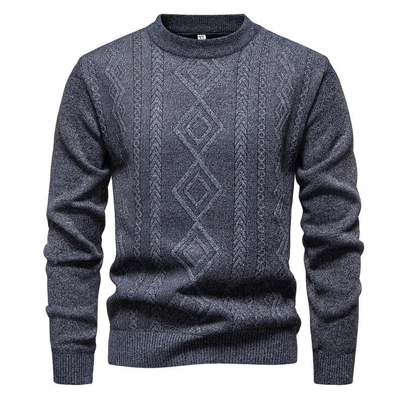 Casual Round Neck Pullover Warm Knitted Sweater For Men