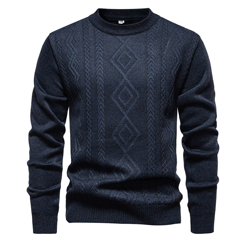 Casual Round Neck Pullover Warm Knitted Sweater For Men