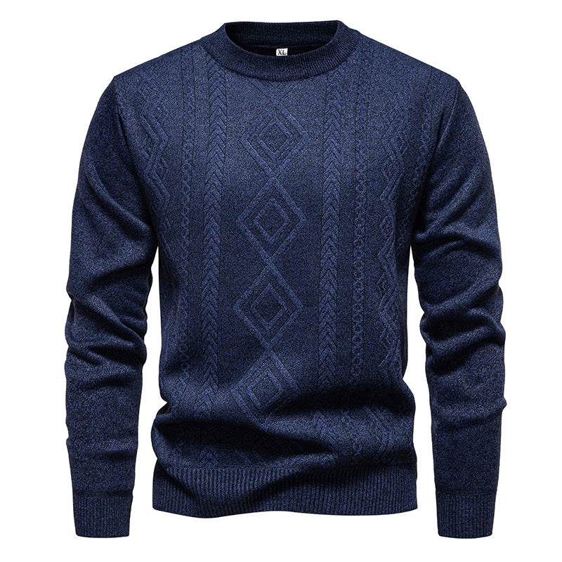 Casual Round Neck Pullover Warm Knitted Sweater For Men