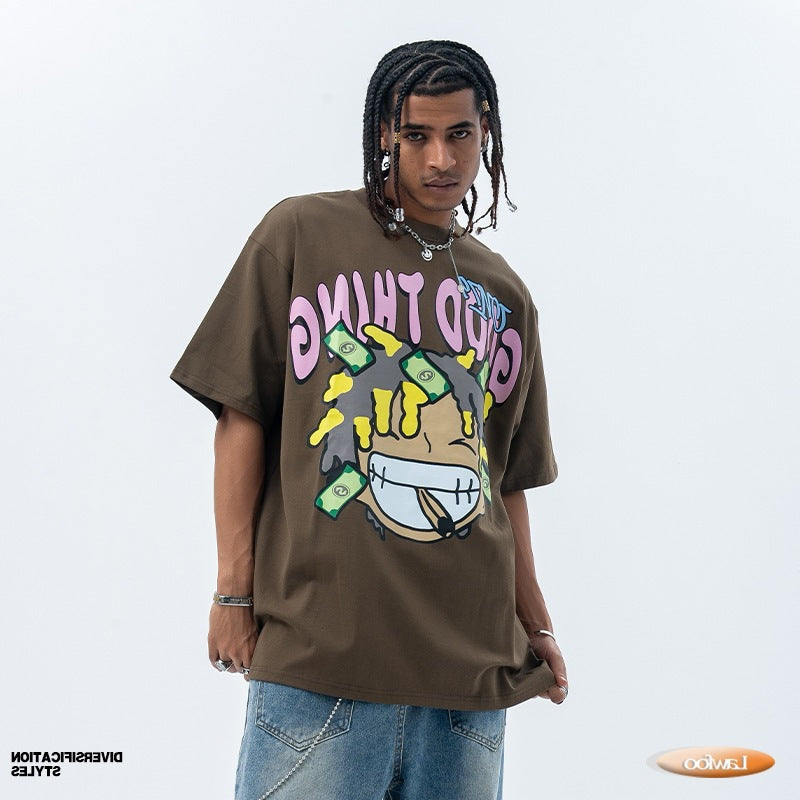 Men's Pure Cotton Street Fun Print Short Sleeve