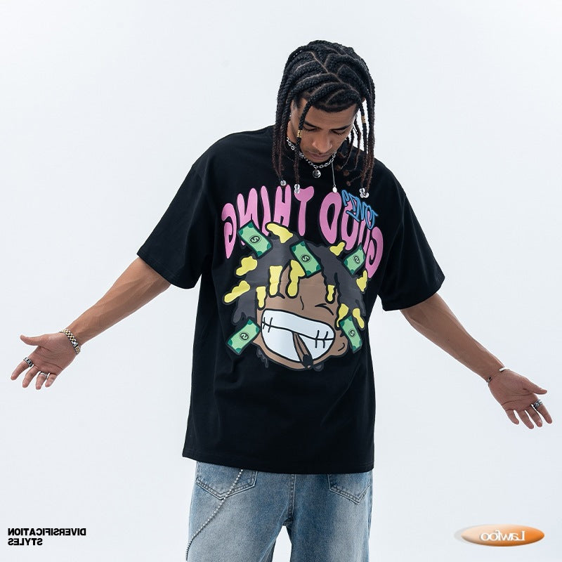 Men's Pure Cotton Street Fun Print Short Sleeve